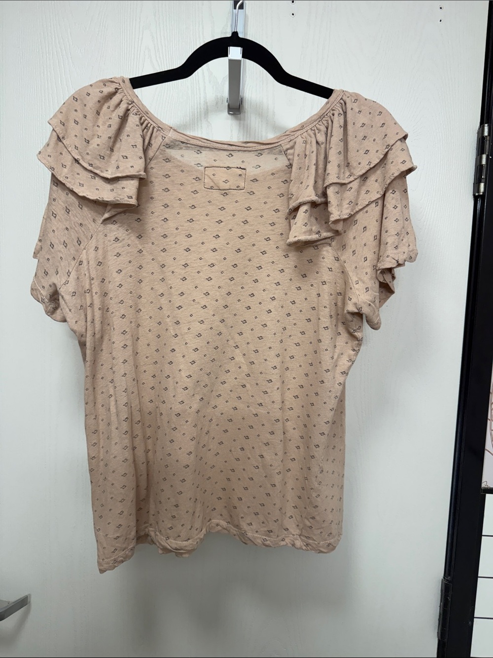 Current Elliott Ruffle Short Sleeve Top in Blush Pink - Picture 4 of 6